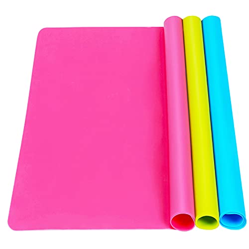3 Pcs Silicone Mats Sheets Silicone Mats for Crafts Resin Jewelry Molds - color: Blue & Rose Red & Green