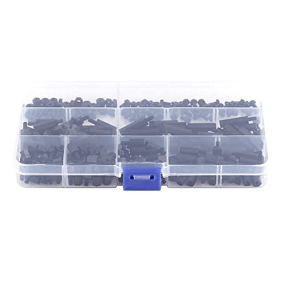 Eujgoov Nylon PCB Standoff Spacer Kit PA66 M2 M3 Male Female Threaded (M3 - size: M3 single pass-A type