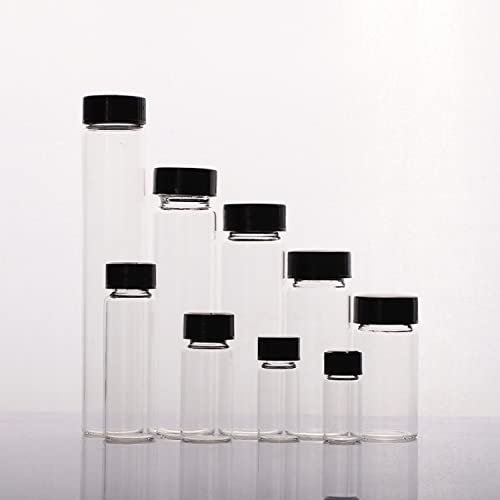 Pack of 100 Glass Vials with Black Phenolic Screw Caps (5ml, Clear) - color: Clear, size: 5ml