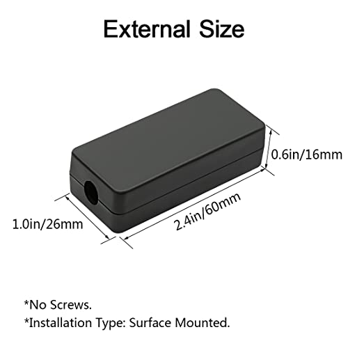LeMotech Project Box 10 Pieces ABS Plastic Electrical Project Case Small Junction Box for Electronics Black 2.4 x 1.0 x 0.6 inch (60 x 26 x 16 mm) - size: 2.4" x 1.0" x 0.6"(10pc)