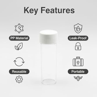 12PCS 25ML Refillable Plastic Test Tubes with Screw Caps Sample Bottles Transparent Small Bottle Vials Seal Cap for Scientific Experiments Powders Spices Beads Candy Storage Containers