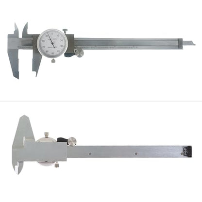 0-6 inch Dial Caliper Measuring Tool Imperial Stainless Steel 4-Way Dial Caliper 0.001" Shockproof with Plastic Case