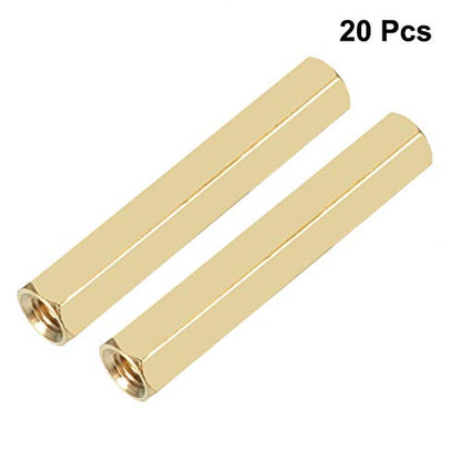 uxcell 20pcs Brass Straight PCB Pillar Female Thread Hex Standoff Spacer M3x5x35mm