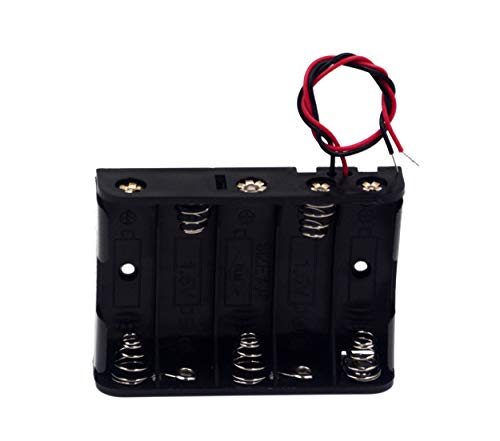 (Pack of 2 5 AA Battery Holder with Leads, 5 AA Battery Holder with Wires