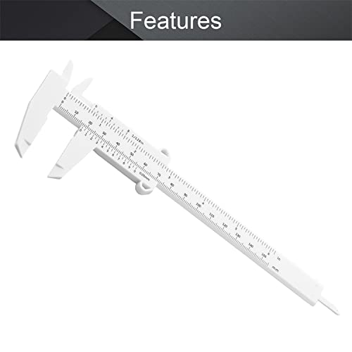 Utoolmart Plastic Vernier Caliper, 150mm Mini Vernier Eyebrow Ruler, Double Scale Plastic Vernier Caliper Measuring Tool, for Eyebrow Stencil Makeup, Jewelry Measuring, White, 3 Pcs - color: 3pcs
