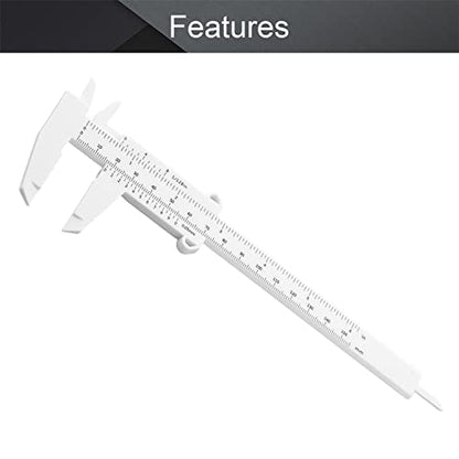 Utoolmart Plastic Vernier Caliper, 150mm Mini Vernier Eyebrow Ruler, Double Scale Plastic Vernier Caliper Measuring Tool, for Eyebrow Stencil Makeup, Jewelry Measuring, White, 3 Pcs - color: 3pcs