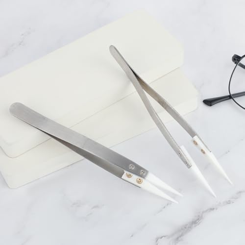 Ceramic Tweezers, Stainless Steel Ceramic Tipped Tweezers for Electronics