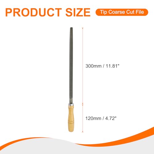 HARFINGTON 12" Square Bastard Cut File Double Cut Teeth Bastard Metal File High Carbon Steel T12 with Wood Handle for Metal Wood Finishing Roughing Shaping, Grey/Yellow