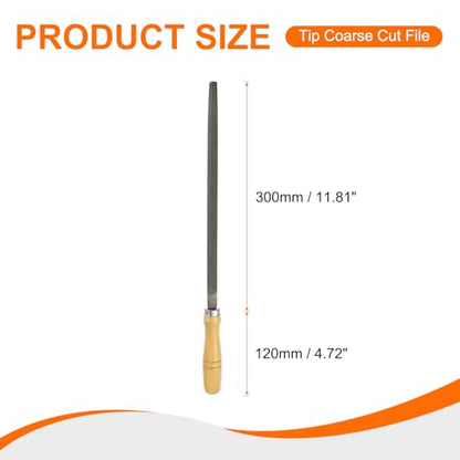 HARFINGTON 12" Square Bastard Cut File Double Cut Teeth Bastard Metal File High Carbon Steel T12 with Wood Handle for Metal Wood Finishing Roughing Shaping, Grey/Yellow