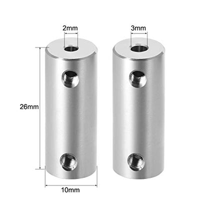 uxcell 2mm to 3mm Bore Rigid Coupling Set Screw L26XD10 Aluminum Alloy,Shaft Coupler Connector,Motor Accessories - size: 2mm to 3mm