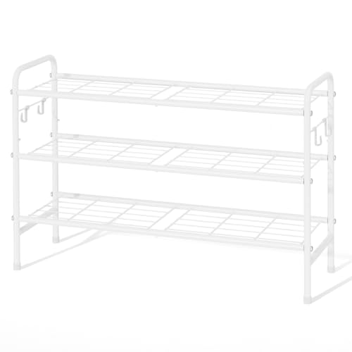VILICK Metal Shoe Rack for Closet 33" Wide Shoe Organizer for Entryway - color: White
