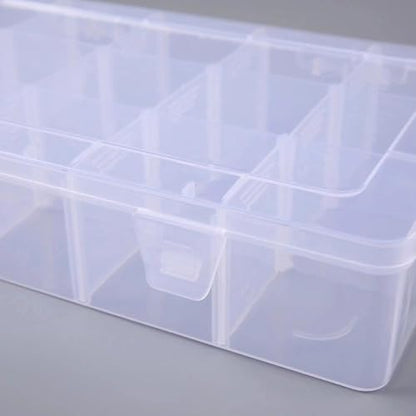 VBQFDPH Clear Plastic 15 Compartment Organizer Box with Dividers