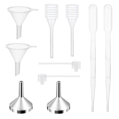 10Pcs Mini Funnels Sets, Aluminium Plastic Small Funnels with Mini Plastic Dropper Pipette Dispenser for Filling Small Bottles, Cosmetics, Crafts, Sand, Essential Oils