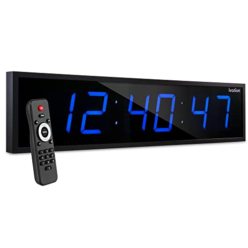 Ivation Oversized Digital Wall Clock with Large LED Display & Timer, 48" - color: Blue, size: 48" Inch