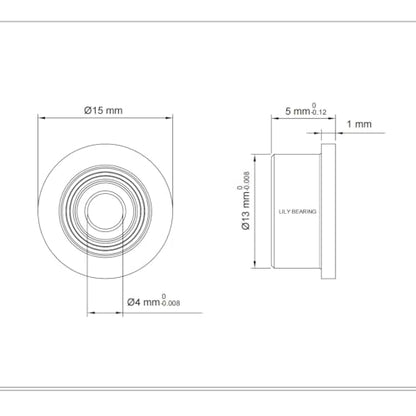 5PCS F624ZZ Flange Ball Bearing, 4x13x5mm - size: F624ZZ Size4×13×5mm