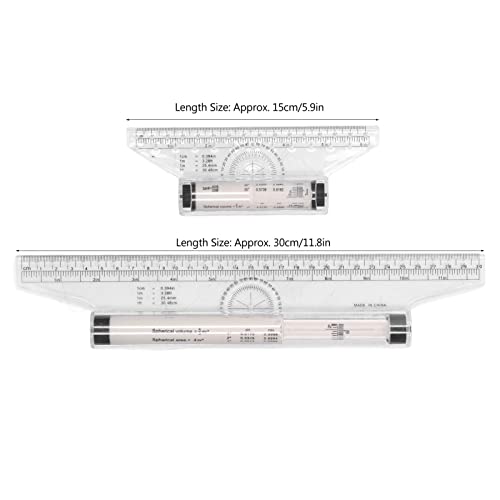 Aramox 5pcs Parallel Rolling Ruler, Clear Scale Plastic Measuring Ruler with Round Holes for Drawing Circles and Formulas, for Artists Students Designers