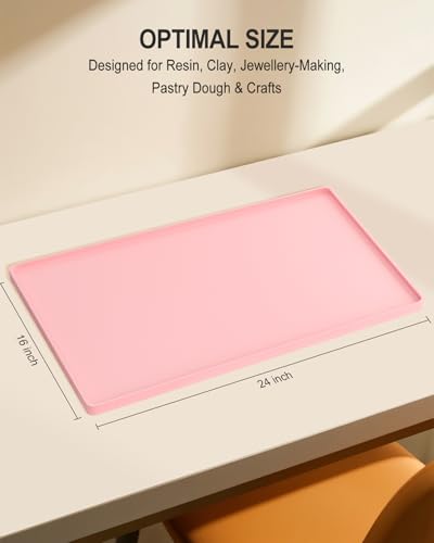 Silicone Art Mat for Crafts, 16" x 24" Waterproof Non-Slip Painting Mat - color: Pink, size: 16" x 24"