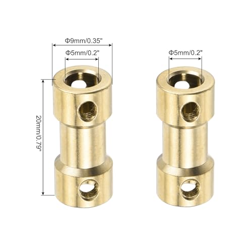 MECCANIXITY 6pcs 5mm to 5mm Brass Shaft Coupling Joint Connector with Screws and Hex Wrench Flexible Motor Shaft Coupler for Car Wheels Tires Shaft Motor - size: 5mm to 5mm