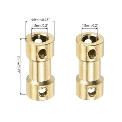 MECCANIXITY 6pcs 5mm to 5mm Brass Shaft Coupling Joint Connector with Screws and Hex Wrench Flexible Motor Shaft Coupler for Car Wheels Tires Shaft Motor - size: 5mm to 5mm
