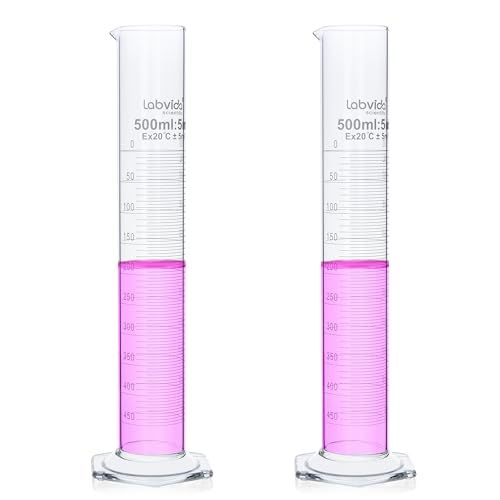 2PCS 500ml Graduated Cylinders, 3.3 Borosilicate Glass, LVE007 - color: 500ml