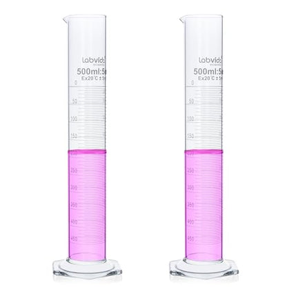 2PCS 500ml Graduated Cylinders, 3.3 Borosilicate Glass, LVE007 - color: 500ml