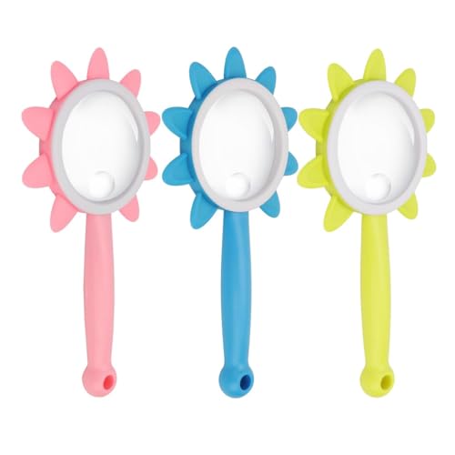 Rongon 10X Kids Magnifying Glass 3PCS Handheld Magnifier (Pink/Blue/Green) - color: Pink/Blue/Green