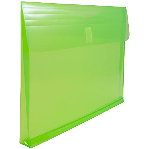 JAM PAPER Plastic Expansion Envelopes with Hook & Loop Closure - Letter Booklet - 9 3/4 x 13 with 1 Inch Expansion - Lime Green - 12/Pack - color: Lime Green, size: 1" Expansion