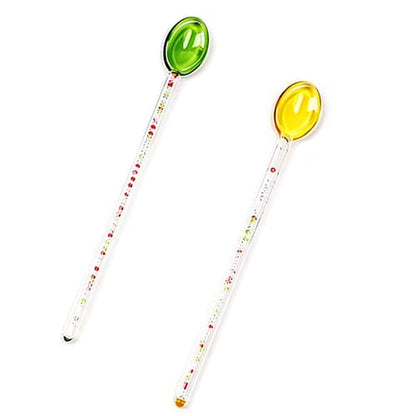 Glass Stirring Spoons for Coffee,Glass Spoons for Coffee,Stirring Rod Cocktail Stirrer Fruit Mixing Stick Small Stirrers Swizzle Stick For Home Bar Party, Office Supply (Green + Orange) - size: Green + Orange