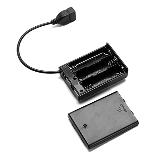 2PCS 3 x 1.5V AA Battery Holder, 3 AA Battery Case Box Holder 4.5-5V with Cover and On/Off Switch, with USB Cable for Indoor & Outdoor Use, Wedding, Party, Camping, Birthday, Christmas