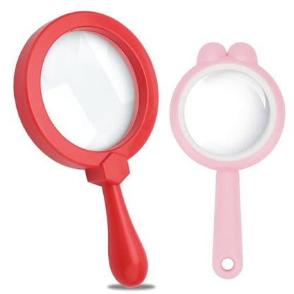 Rongon Kids Magnifying Glasses, Handheld Magnifiers, Exploration Play Reading Magnifier for Children, Children Magnifying Tools