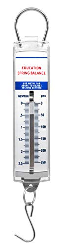 Eisco - Spring Balance Scale, 0-500g (0-5N), Dual Transparent Scale Newtons & Grams, Zero Calibration, Acrylic Body, Physics Classroom Demonstrations, Educational Lab Equipment - style: 0-500g / 0-5N