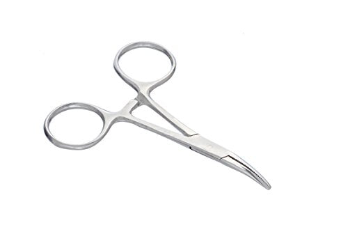 SE 3.5-Inch Stainless Steel Curved Forceps - Self-Locking, Serrated Tip for Precision Grip and Clamping - Perfect for Crafting, Fishing Tasks, Jewelry Making, and More! -636FC - size: 3-1/2", style: Curved