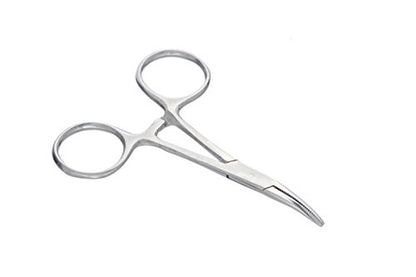 SE 3.5-Inch Stainless Steel Curved Forceps - Self-Locking, Serrated Tip for Precision Grip and Clamping - Perfect for Crafting, Fishing Tasks, Jewelry Making, and More! -636FC - size: 3-1/2", style: Curved