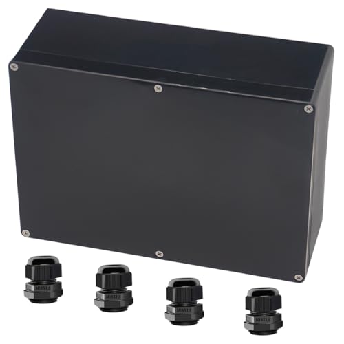 Project Box ABS Black Electrical Boxes IP65 Outdoor Waterproof Box Electronic Junction Box Power Enclosure with Cable Glands for DIY Project 10.35 x 7.17 x 3.74 inch (263x182x95mm) - size: 10.35“x7.17”x3.74“