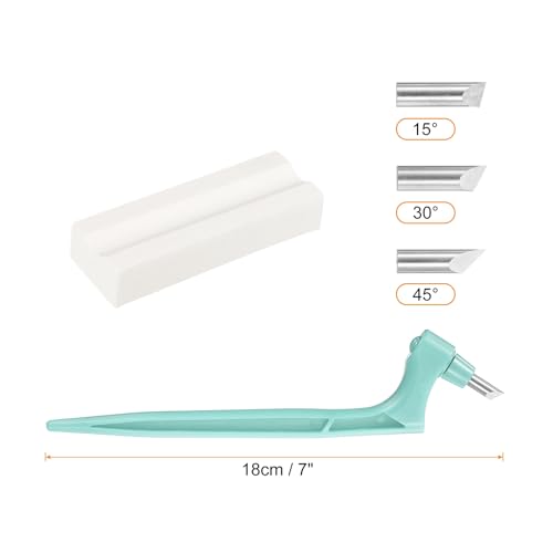 HARFINGTON Craft Cutting Tools 15/30/45 Degree Blades 360 Degree Rotating Blade Stainless Steel Cutter Pen Knife with Sharpening Stone for DIY Crafts Stencils Scrapbooks, Light Blue - color: Light Blue