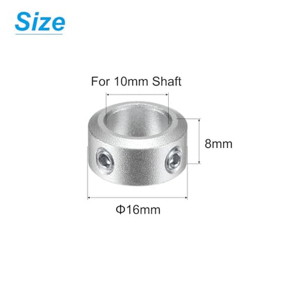 uxcell Set Screw Shaft Collar for 10mm Shaft, 4pcs Clamping Collars 16mm OD, 8mm Thickness, Aluminum Alloy Clamp-On Collar with M4 Set Screws and a Wrench