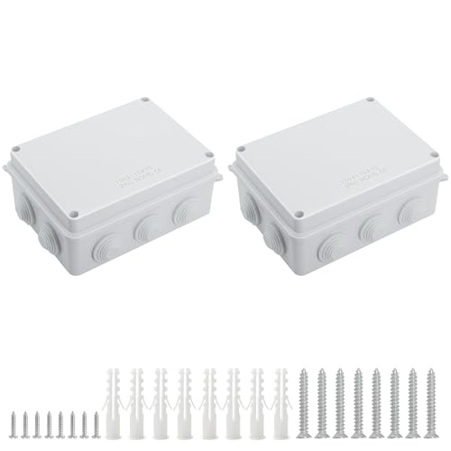 LeMotech ABS Plastic Dustproof Waterproof IP65 Junction Box Universal Electrical Project Enclosure White 5.9 x 4.3 x 2.8 inch (150 x 110 x 70 mm)(Pack of 2) - size: 5.9" x 4.3" x 2.8" (2pc)