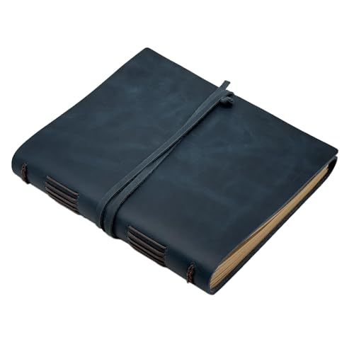 CooLeathor Large Notebook Journal - Genuine Leather Journals for Writing A4 Size Diary 8x10 Inch, Notepad For Women and Man, Gifts,Work,Travel Dark Blue - color: Dark Blue, size: 8"x10"