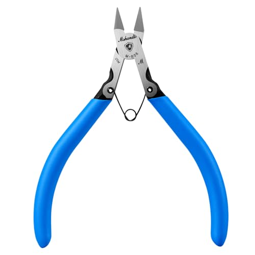 5" Flush Cutter Wire Cutters, Ultra-Sharp Precision Side & Diagonal Cutting Pliers with Spring, Chrome Vanadium Steel Wire Snips for Electronics, Model, Floral, Plastic & Soft Wire - size: B06-1Pack
