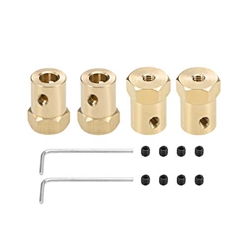 uxcell Hex Coupler 6mm Bore Motor Hex Brass Shaft Coupling Connector for Car Wheels Tires Shaft Motor 4pcs - size: 6mm