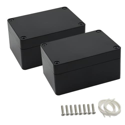 LeMotech Junction Box IP65 Waterproof Project Box Dustproof ABS Plastic Electrical Boxes Universal Enclosure for Electronic Black 3.93x 2.68x 1.97 inch (100 x 68 x 50 mm)(Pack of 2) - color: Black (2 packs), size: 3.9" x 2.6" x 1.9"