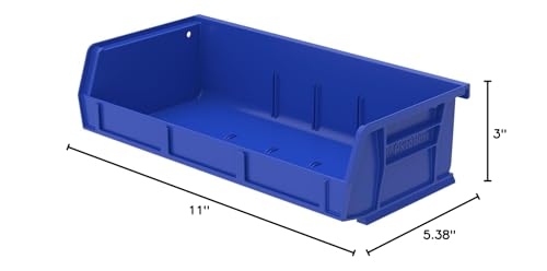 Akro-Mils 30232 AkroBins Plastic Storage Bins, 5"x11"x3", Blue, 8-Pack - color: Blue