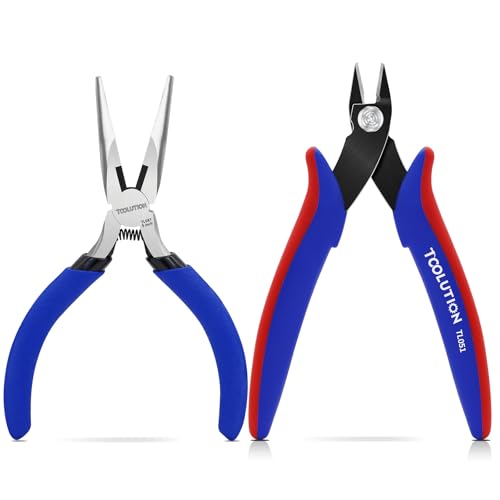 2 Pcs Micro Flush Cutters and Needle Nose Pliers Set, 5 Inch