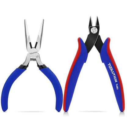 2 Pcs Micro Flush Cutters and Needle Nose Pliers Set, 5 Inch