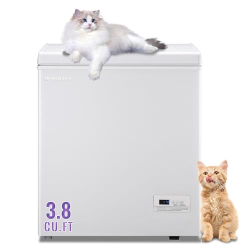 DEMULLER Deep Freezer 3.8Cu.ft with 2 Removable Basket and Manual Defrost Small Deep Freezer Quiet Operation Compressor Cooling Perfect for Homes, White - size: 3.8 Cu.Ft White