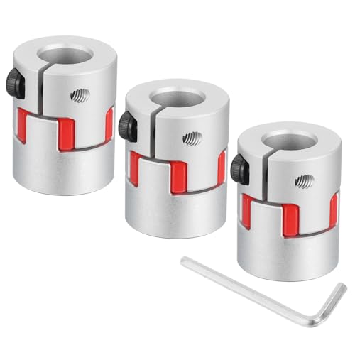 uxcell 3pcs D20 L25 8mm to 10mm Flexible Plum Shaft Coupling Aluminum Motor Connector Flexible Spider Coupler for 3D Printer CNC Machine and Servo Stepper Motor (Silver Tone/Red) - size: D20 L25 8mm to 10mm