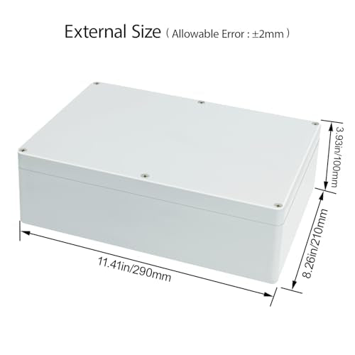 Junction Box Waterproof Plastic Project Box IP65 Plastic Project Box Electrical Box Enclosure Gray White 11.4"x 8.2"x 3.9"(290 x 210 x 100mm) - color: Gray White, size: 11.4" x 8.2" x 3.9"