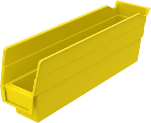 Akro-Mils 30110 Heavy Duty Plastic Shelf Bins, 12"x 3"x 4", Yellow, 24-Pack - color: Yellow