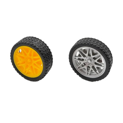 10PCS Toy Car Wheel Model Car Rubber Tire Wheel with 5PCS Metal Shaft Round Rod Axles for for DIY Model Toy RC Car Truck Robot Helicopter Replacement Parts (Silver) - color: Silver