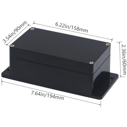 Project Box ABS Black Electrical Boxes IP65 Outdoor Waterproof Box Electronic Junction Box Fixed Ear Power Enclosure with Cable Glands for DIY Project 6.22 x 3.54 x 2.36 inch (158x90x60mm) - size: 6.22"x3.54"x2.36"